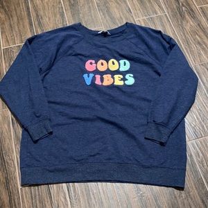 Wild fox Good Vibes blue sweater